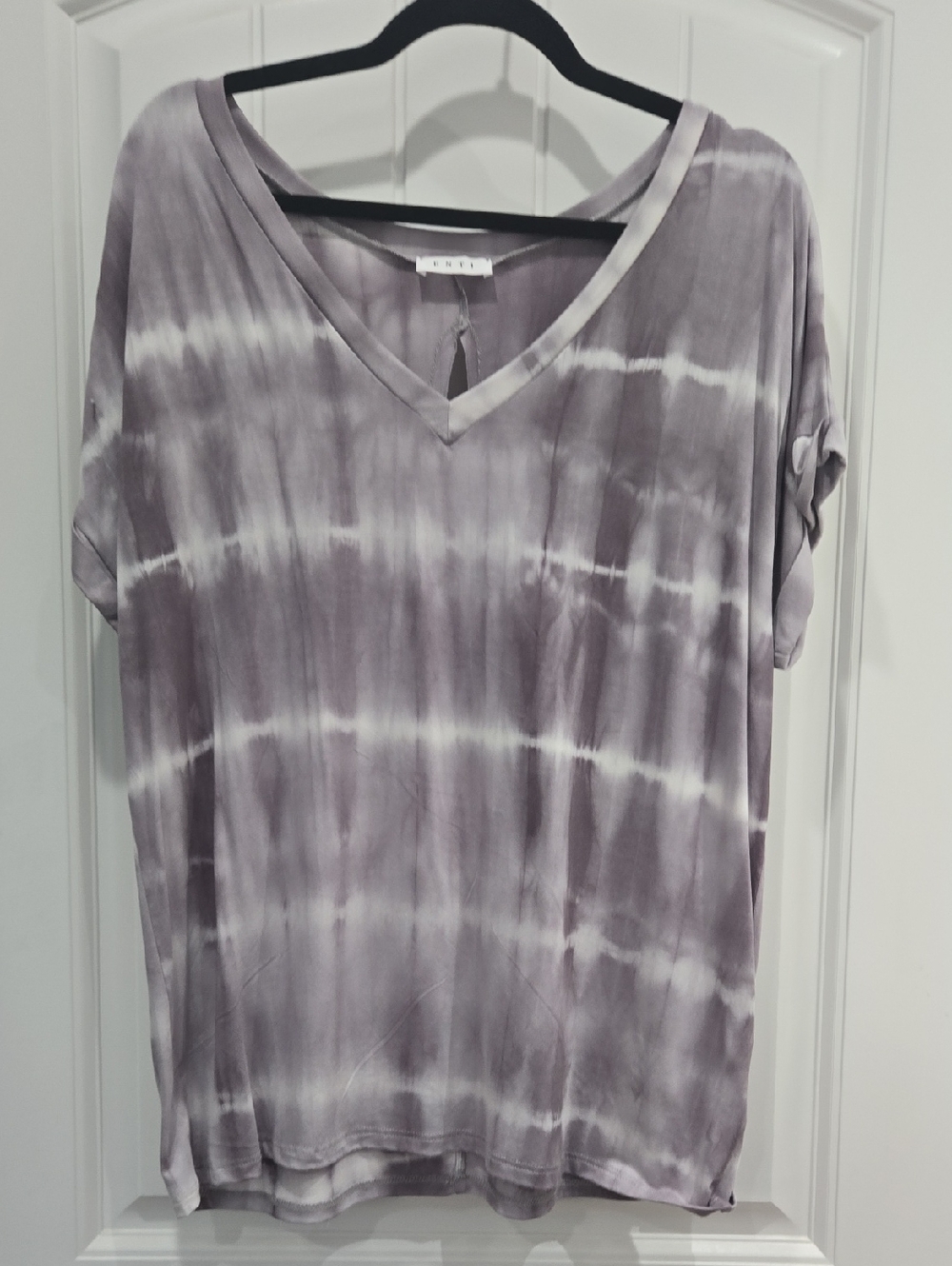 Enti Grey Tie-Dye V-Neck Women's Top
